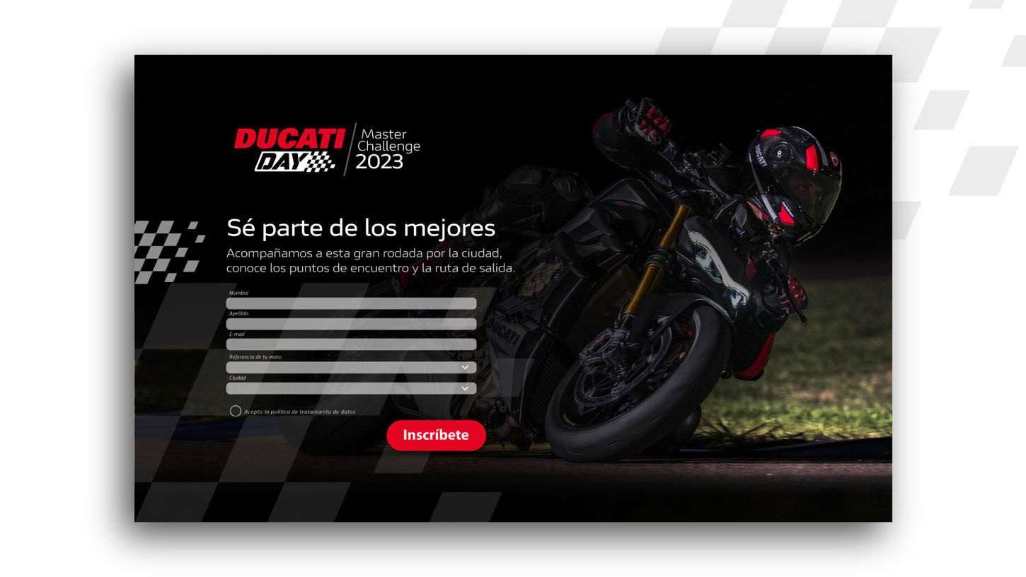 Landing page de Ducati diseñada por la agencia de branding Grizzly Brands