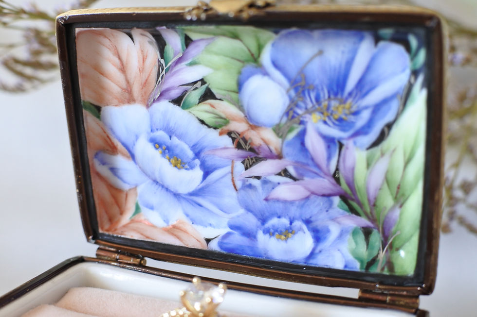 サムネイル： Handmade Porcelain Ring Box | Multi Ring Box Lavender Peony