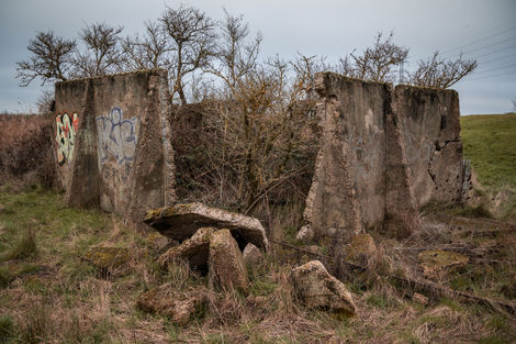 A falling down building near the River Darent