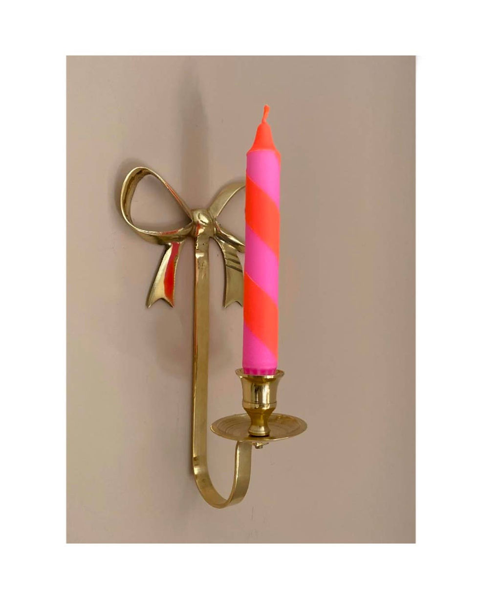 Thumbnail: Neon Orange & Pink Spiral Twist Hand Dipped Dinner Candles