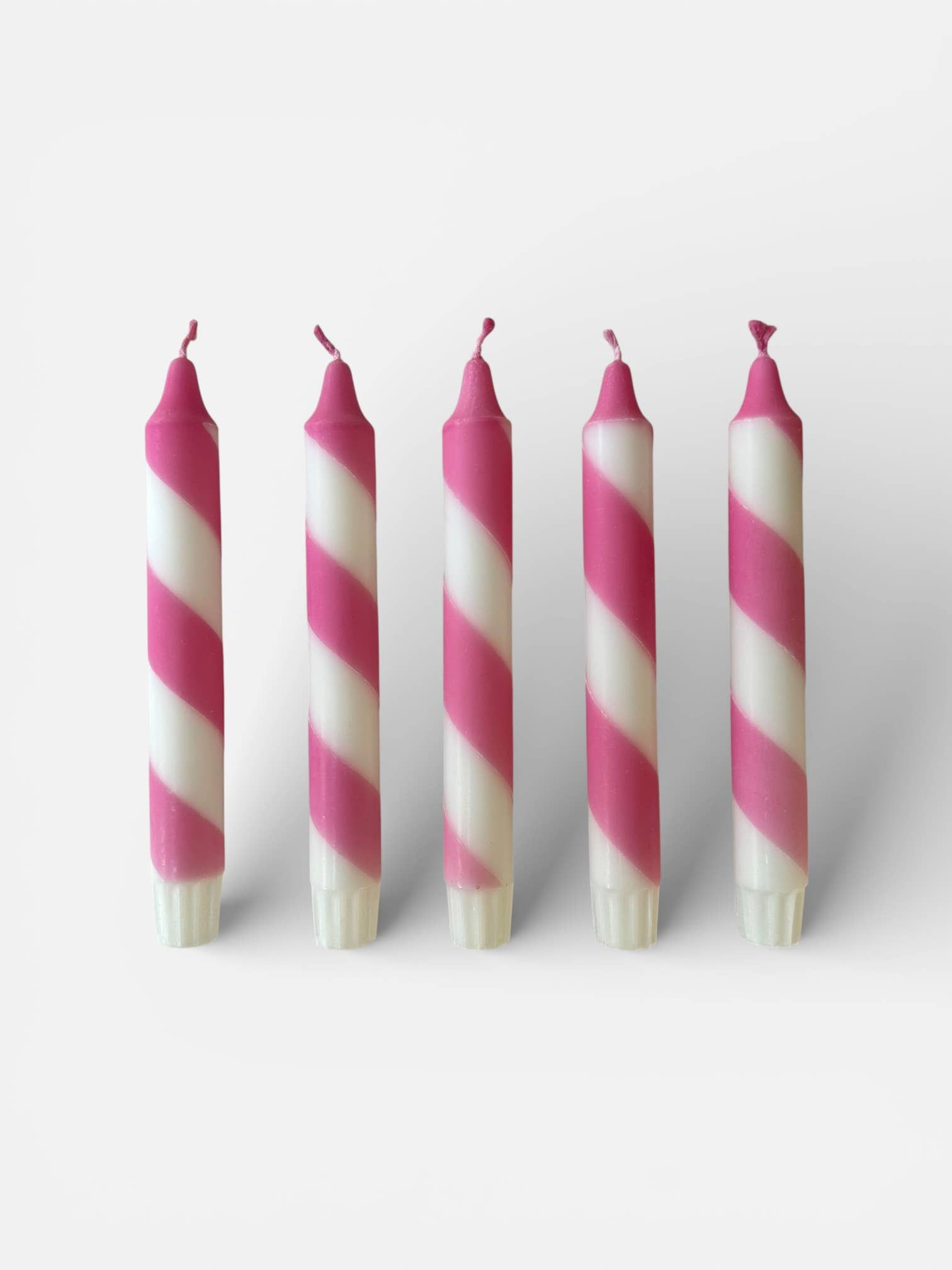 Pink & White Candy Cane Stripe Hand Dipped Candles