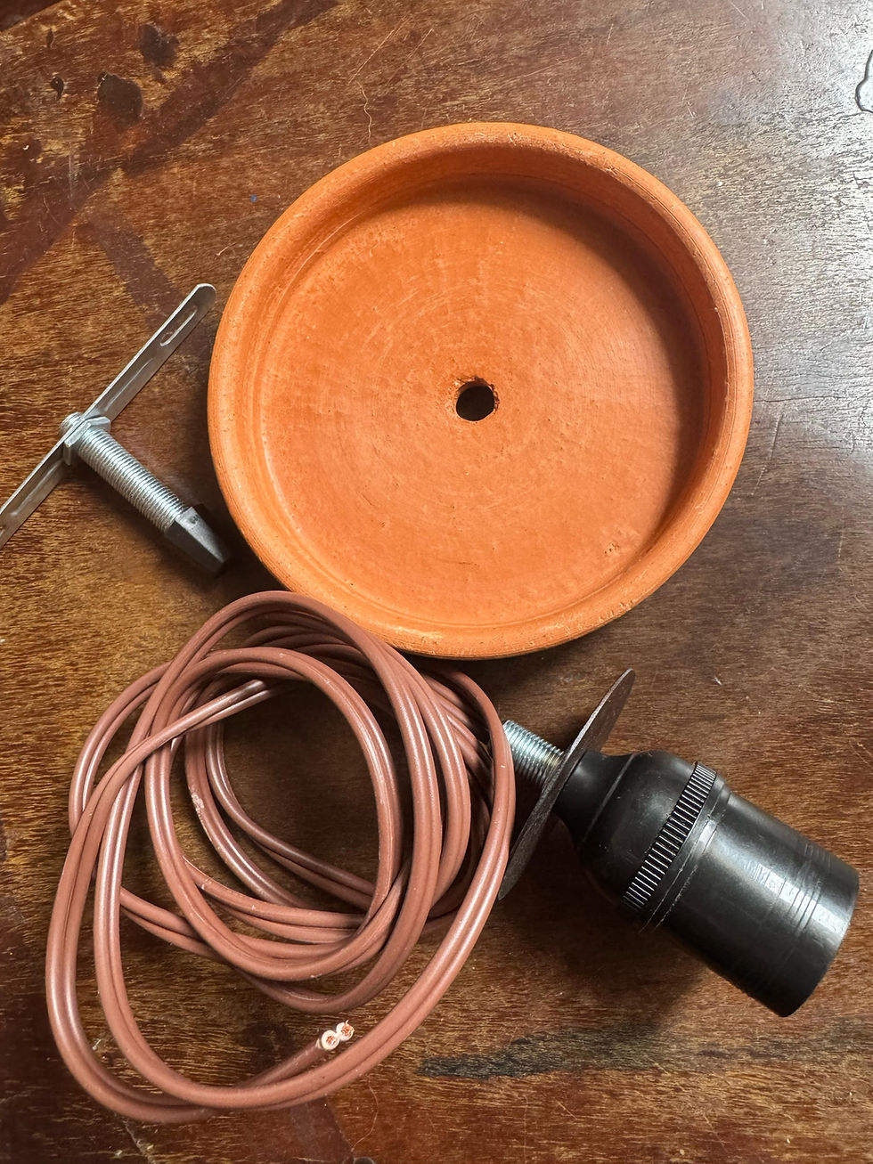 Miniatura: Luminária pendente cerâmica rústica - folhas