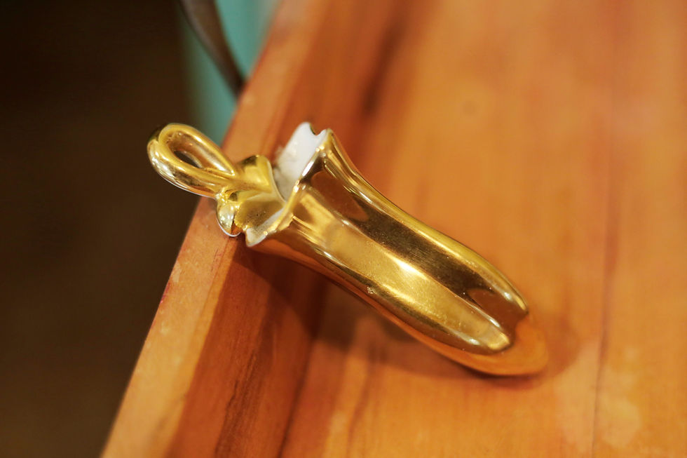 Miniatura: Floreira de Parede Dourado Porcelana - Antiguidade