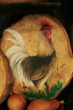Quadro - pintura em madeira - Galo