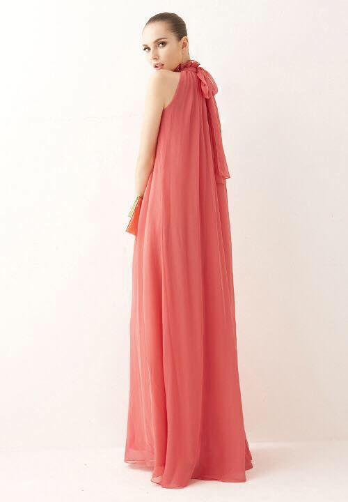 Thumbnail: U.S. Style Turtle Neck 2-way Chiffon Maxi Dress