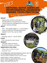 National Native American Environmental Awareness Summer Youth Practicum - Application Deadline