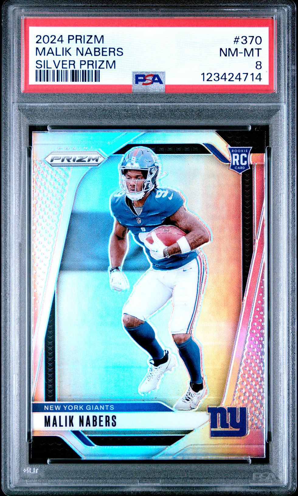 2024 Panini Prizm #370 Malik Nabers Silver Prizm PSA 8