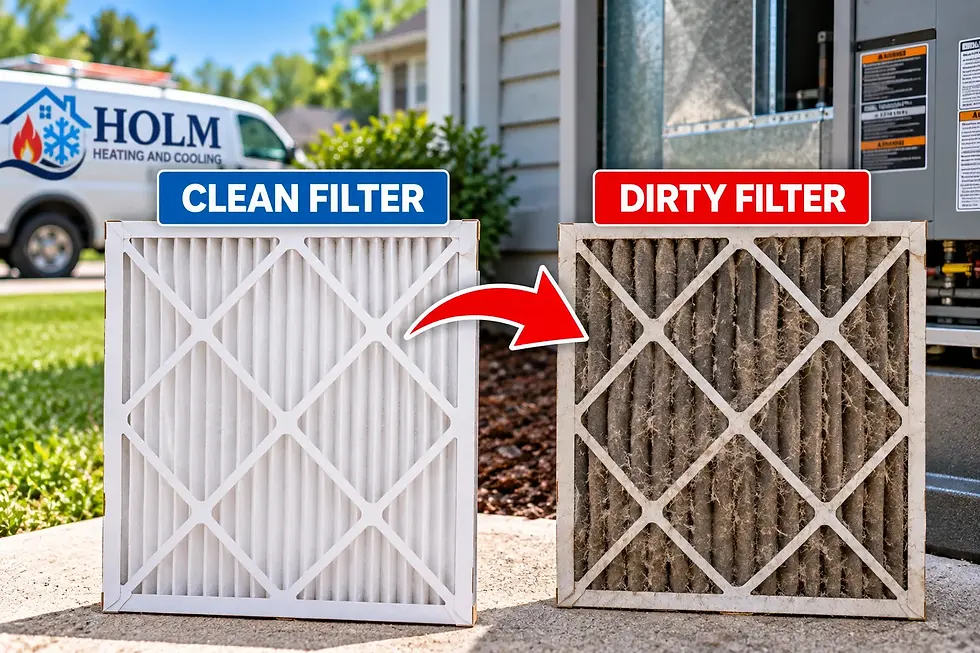 Clean and dirty HVAC air filters that can affect AC performance
