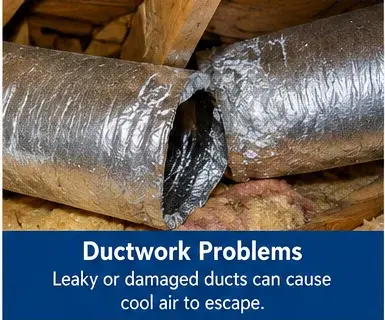 Damaged HVAC ductwork causing restricted airflow in a home