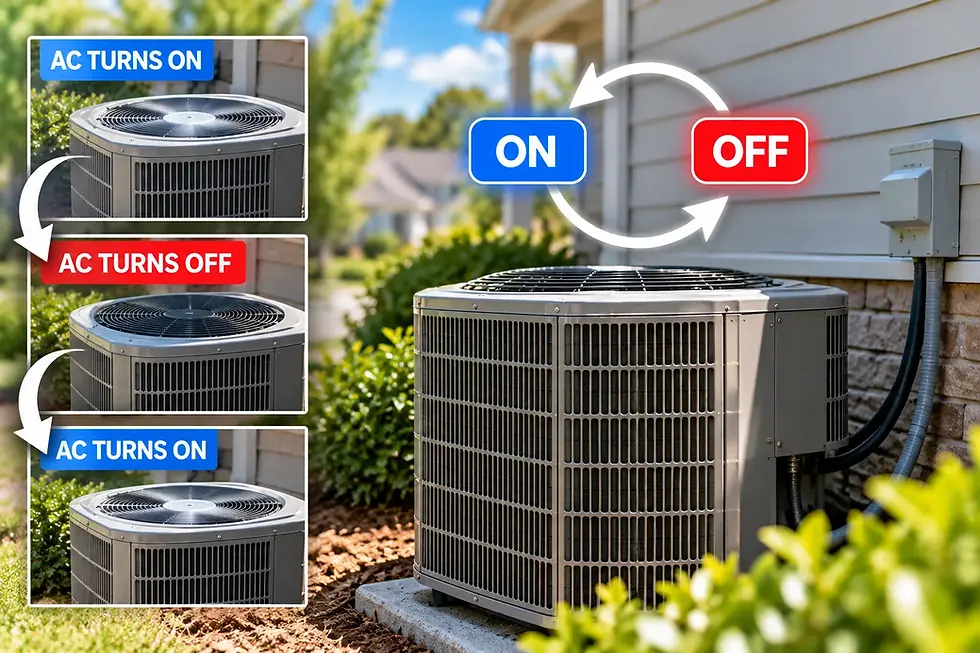 Air conditioner turning on and off repeatedly during short cycling
