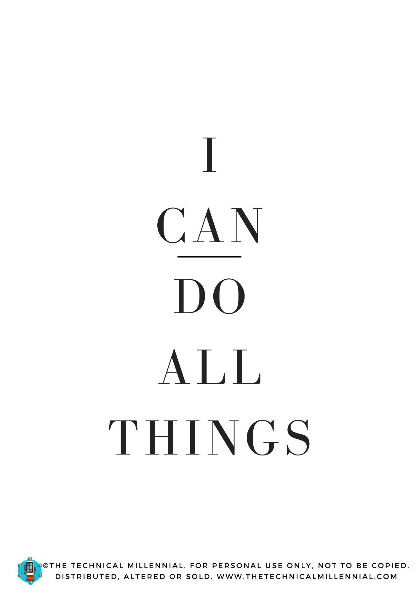 I Can Do All Things Printable - White