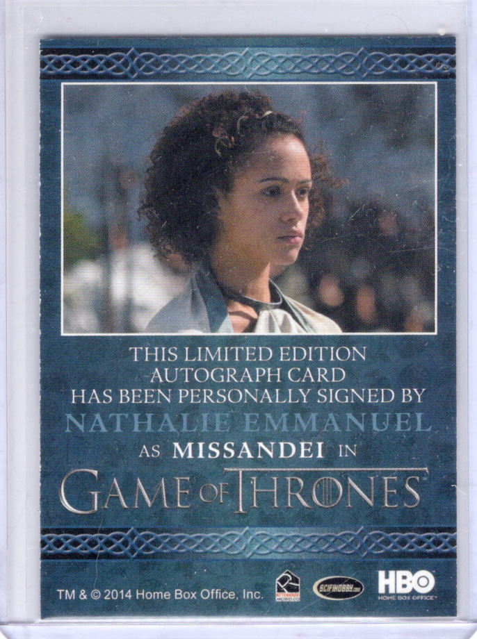 Thumbnail: GOT Nathalie Emmanuel Autograph card blue border