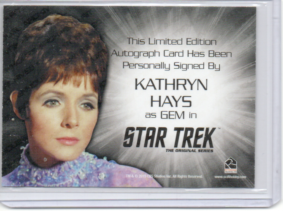 Thumbnail: ST TOS Capt’s Collection Kathryn Hayes Silver Signature autograph card