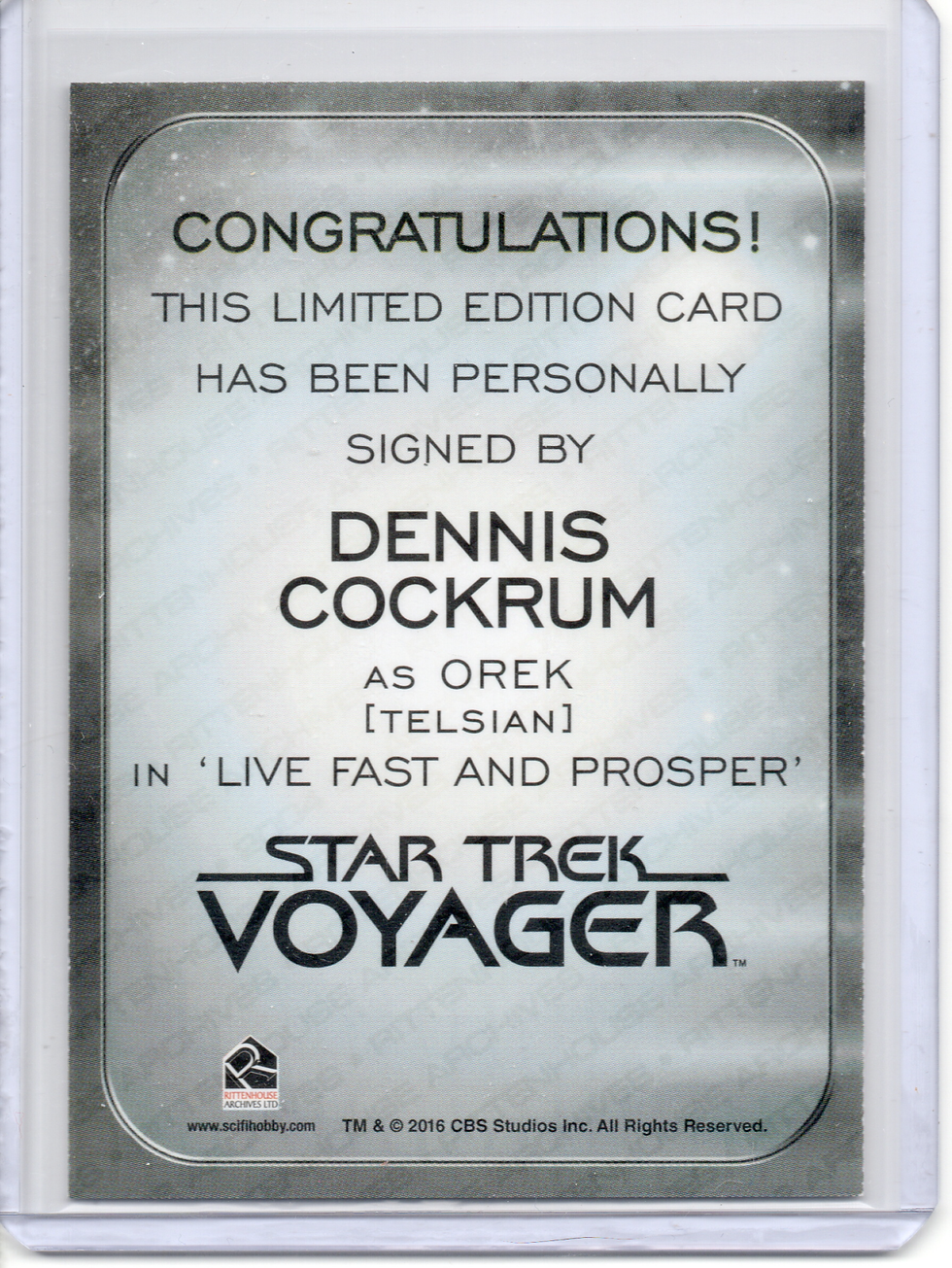 Thumbnail: ST Connections Dennis Cockrum Aliens Autograph Card