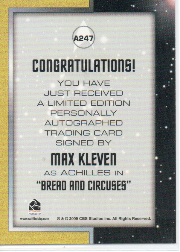 Thumbnail: ST TOS Remastered Max Kleven autograph card