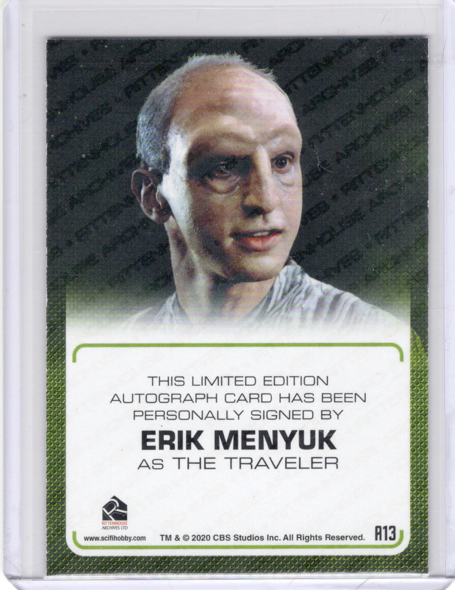 Thumbnail: TNG Archives & Inscriptions Eric Menyuk autograph card