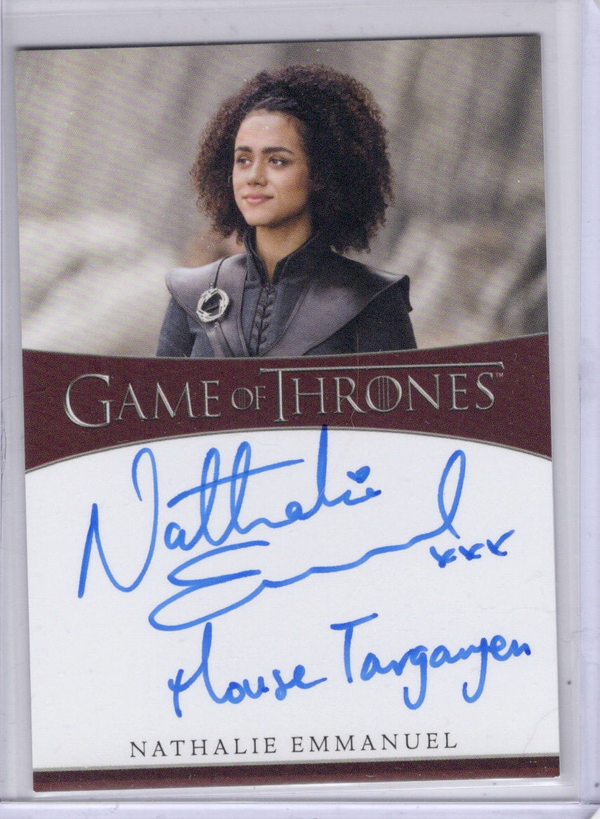 Season 8 Nathalie Emmanuel inscription autograph card