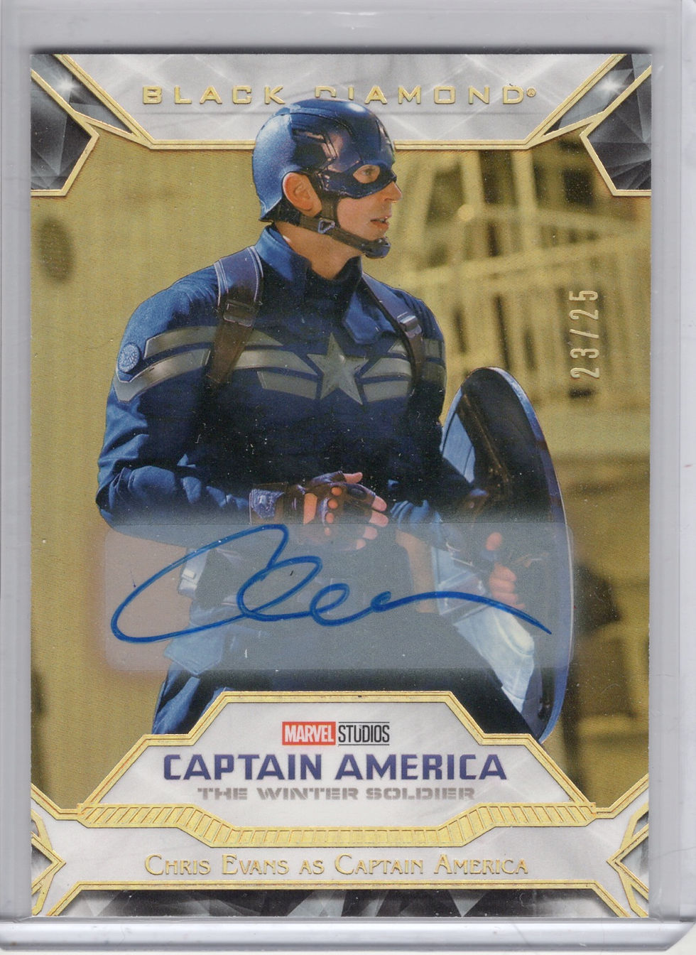 Marvel Black Diamond Captain America Gold Autograph Card numbered 23/25