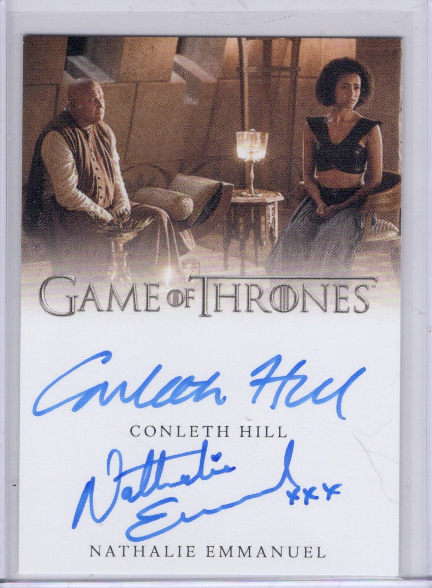 Iron Anniversary Dual Autograph Card Conleth Hill & Nathalie Emmanuel