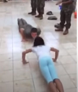 Young Girl Beats Army Cadet In Push Ups Contest