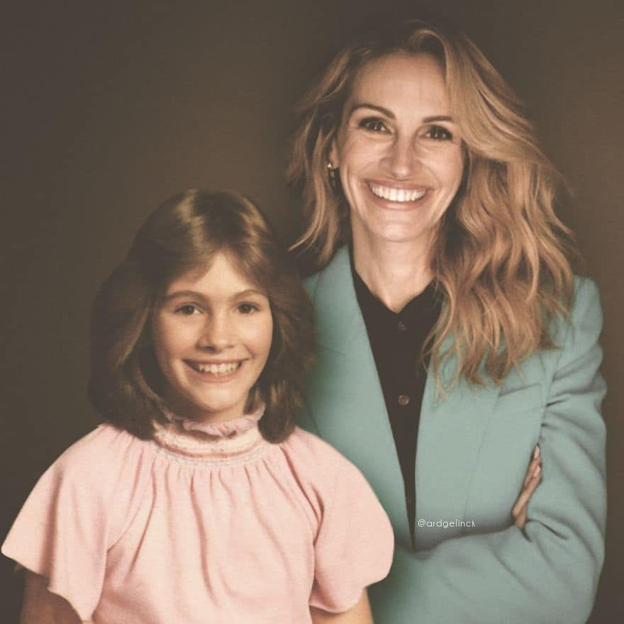 Julia Roberts photoshopped with younger self