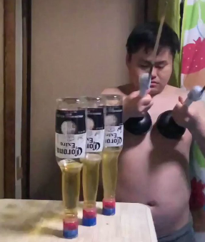 Man Performs Amazing Trick With Nipples, Plungers And Corona  Beers