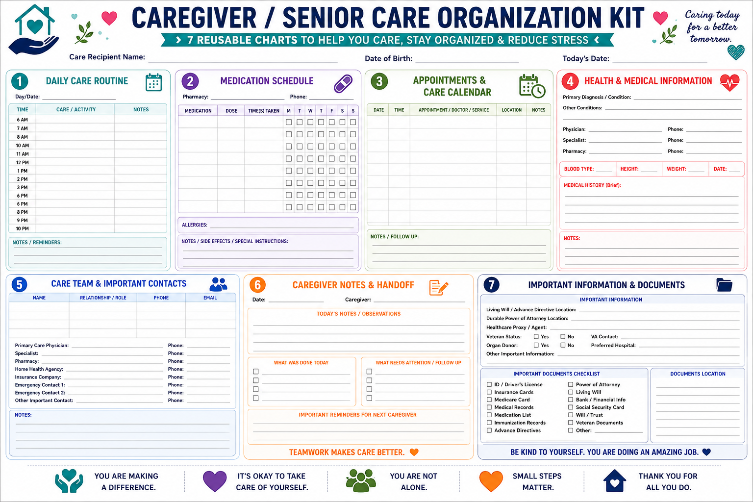 Senior Care Caregiver Organization Set 