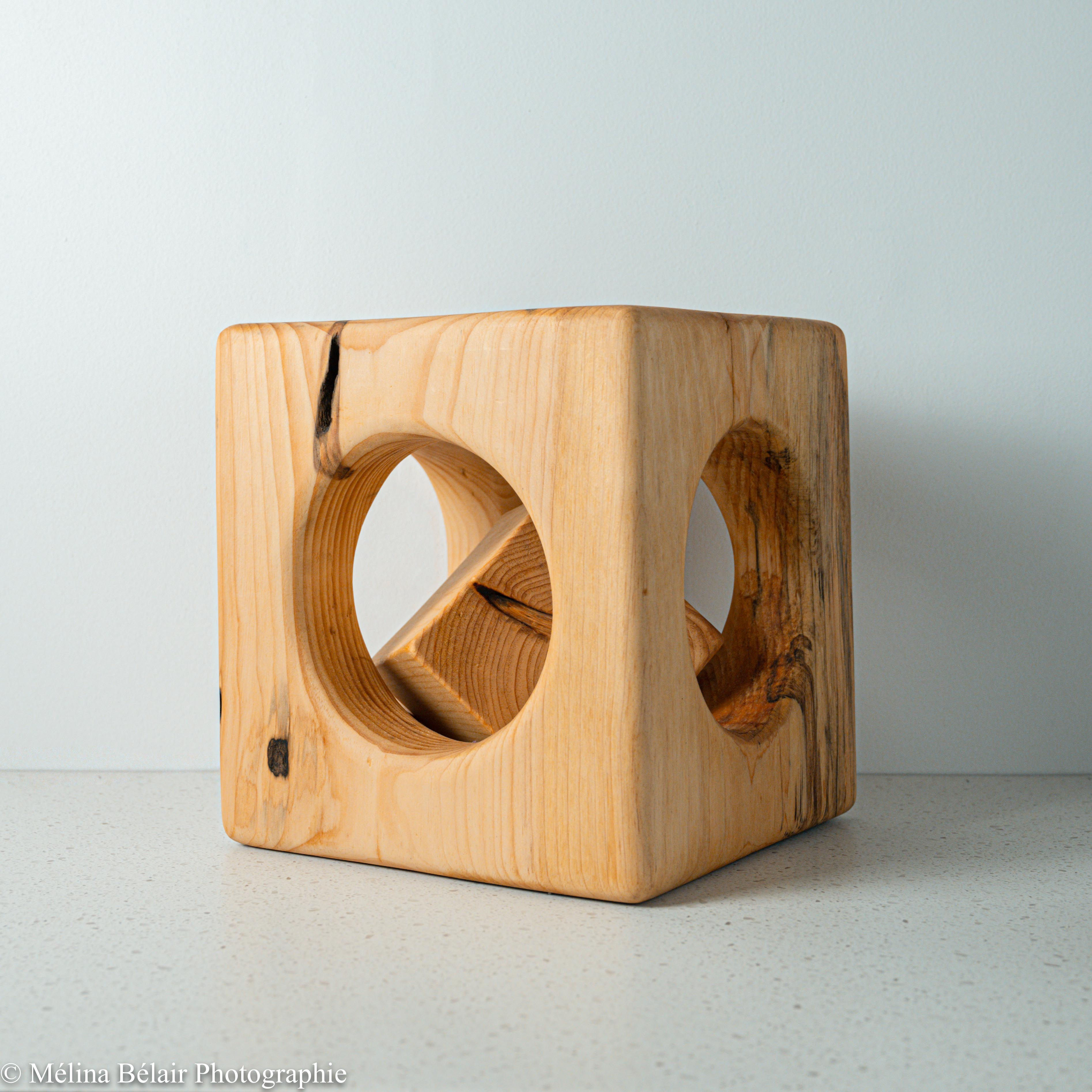 Pine cube sculpture