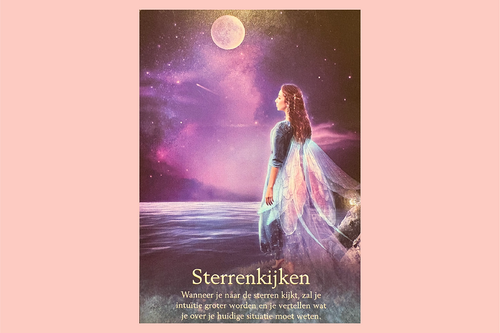 Weekenergie Sterrenkijken kaart met indigo en nachtblauwe tinten die intuïtie, rust en vertrouwen uitstralen – Color Your Happiness.