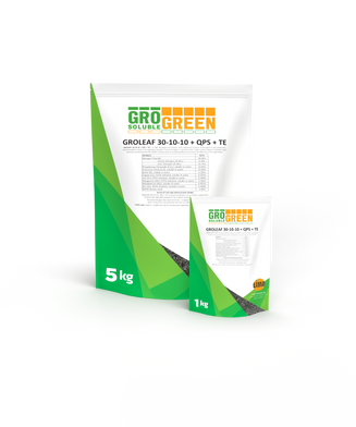 Lima Europe's GROGREEN Groleaf 30-10-10 + TE +QPS45 in all packing sizes. Part of Lima Europe Groleaf Foliar NPK range.