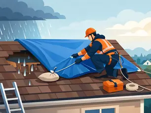 How to Tarp a Leaking Roof Safely