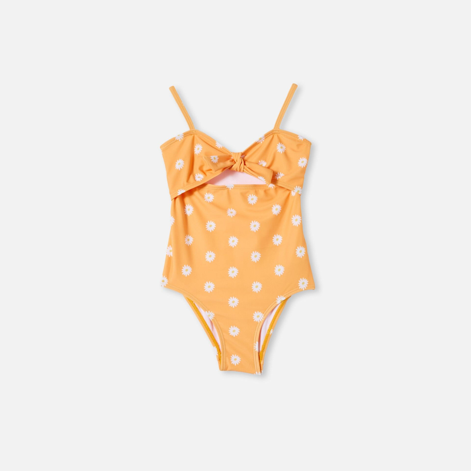 Val Cut Out One Piece - Orange with Daisies