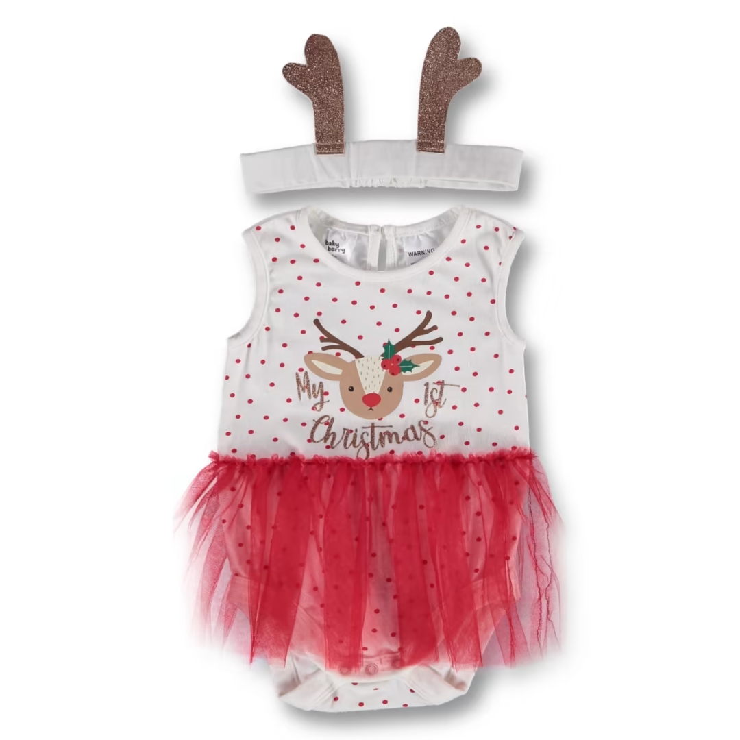 Baby girl Christmas tulle outfit - White