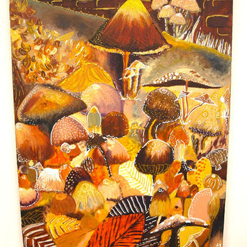 A painting of some mushrooms in a cool style