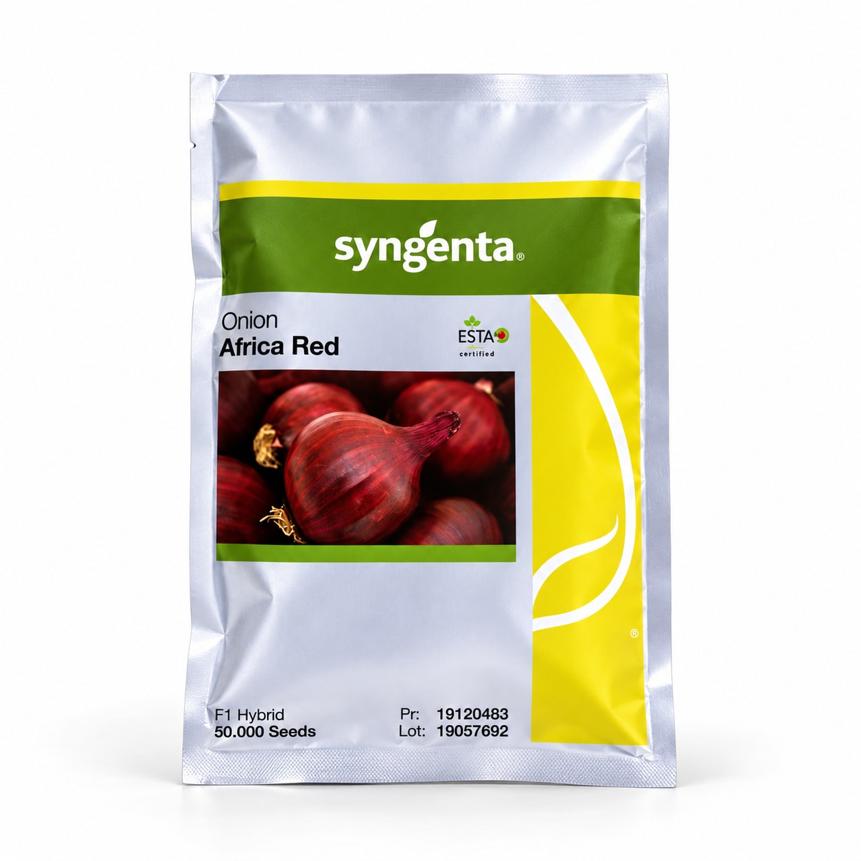 Africa Red F1 Onion pack on a clean white studio background