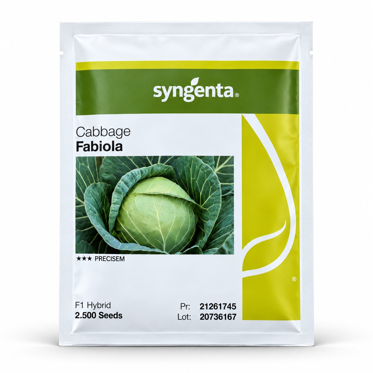 Fabiola F1 Cabbage pack on a clean white studio background