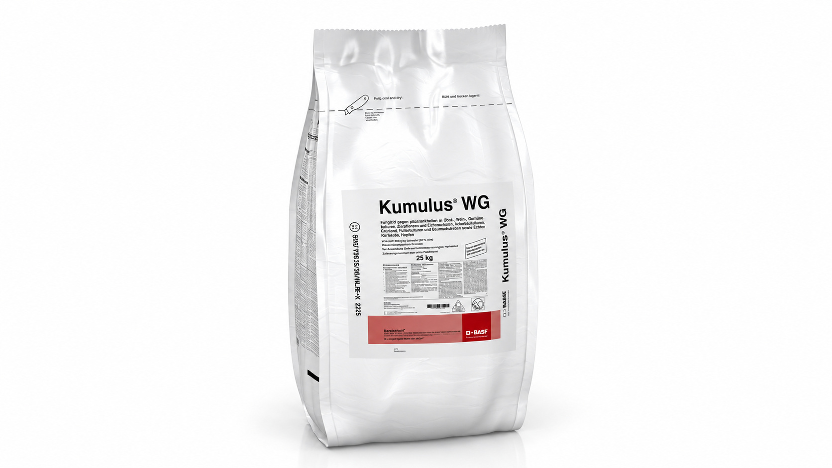KUMULUS — upright studio reconstruction from BASF reference; Austria/German label; not Zimbabwe packaging.