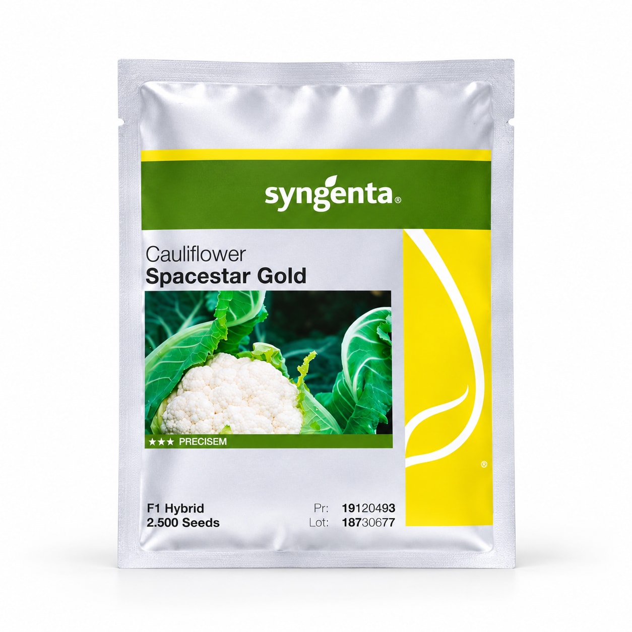 Cauliflower Spacestar Gold pack on a clean white studio background