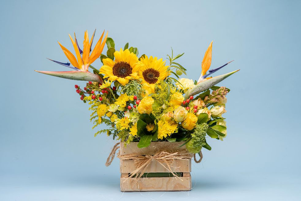 Wooden Crate Flower Arrangement 3