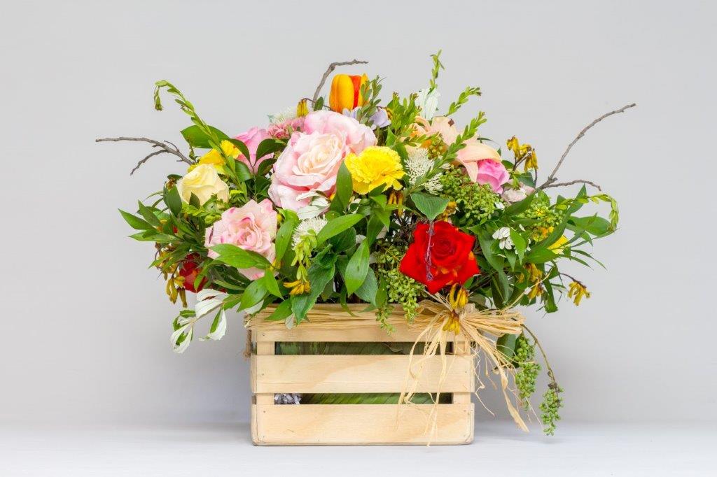 Wooden Crate Flower Arrangement
