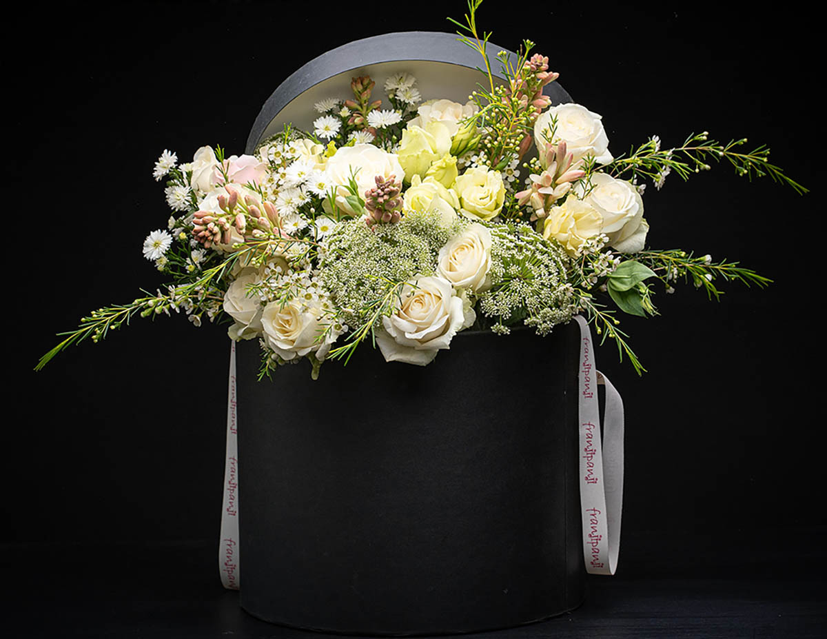 Hat Box Flower Arrangement