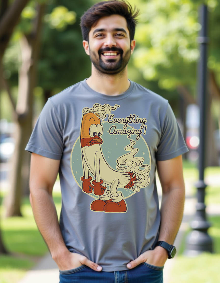 Thumbnail: cartoon of funny cigarette mens printed graphic t shirts