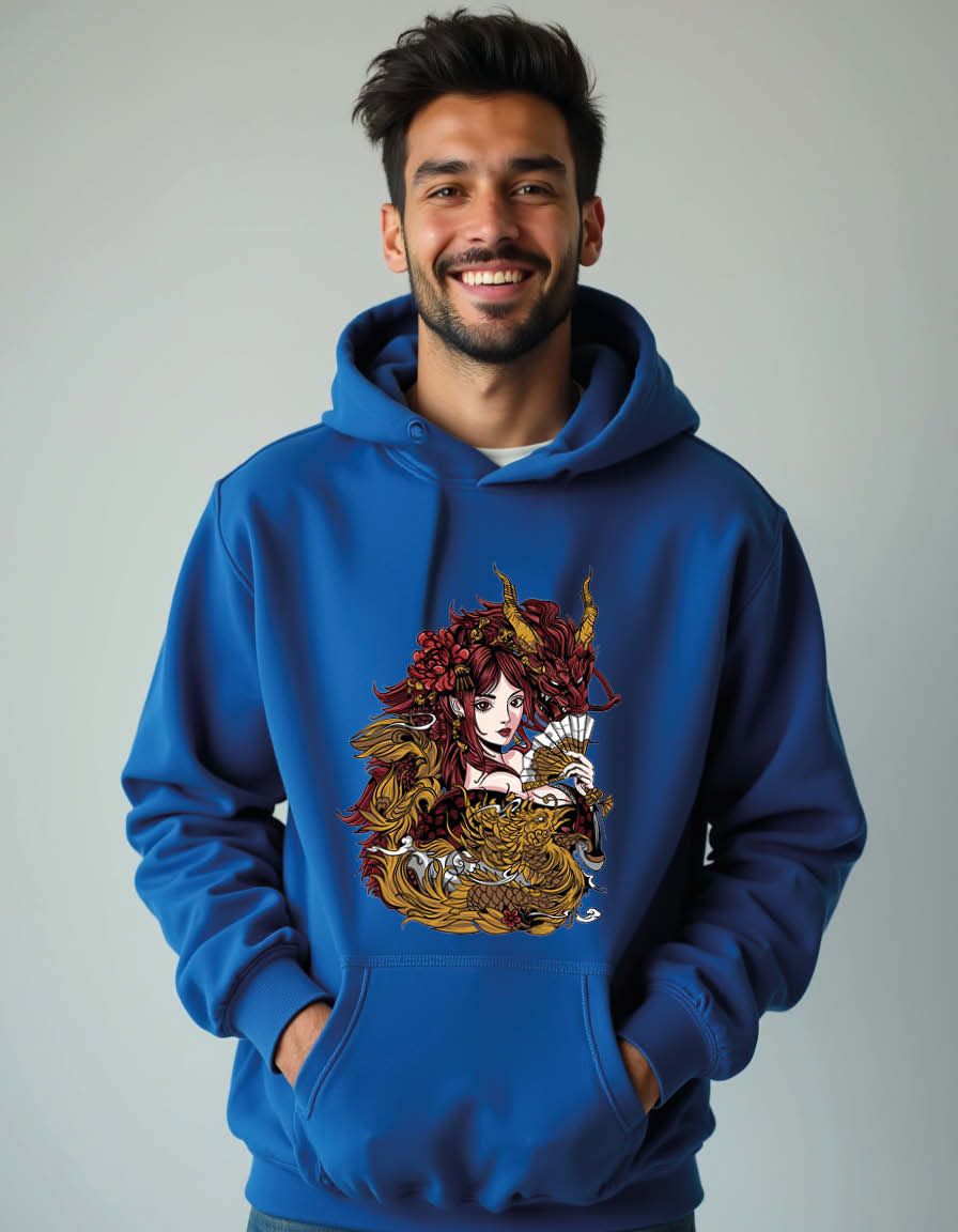 Thumbnail: Mythic Dragon Goddess Illustration Stylish Unisex Printed Graphic Hoodies
