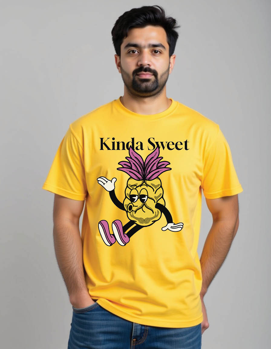 kinda sweet with pineapple groovy character mens printed graphic t shirts