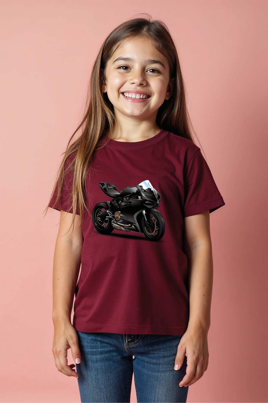Thumbnail: Superbike Racer Kids' White Graphic T-Shirt Cute Kids Printed T-Shirt – Graphic