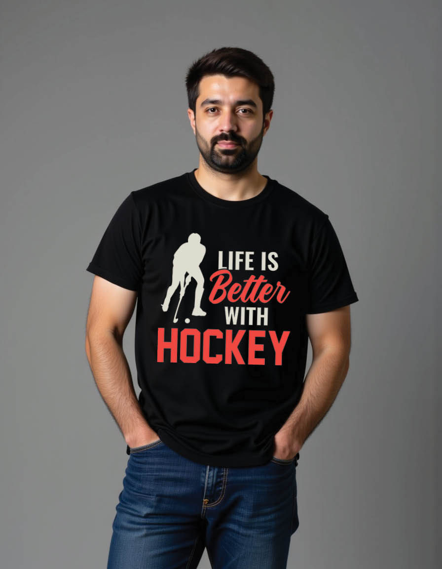 Thumbnail: life is better with hockey field hockey mens printed graphic t shirt
