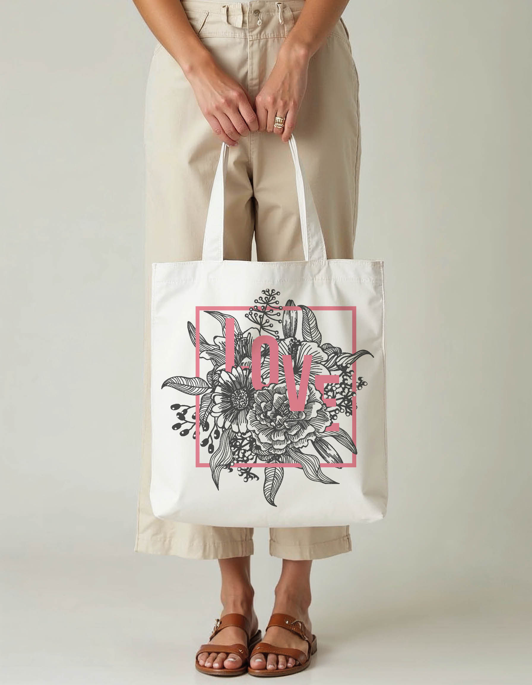 Reusable Grocery Tote Printed Bag – Modern Artistic Design Eco-Friendly Choice