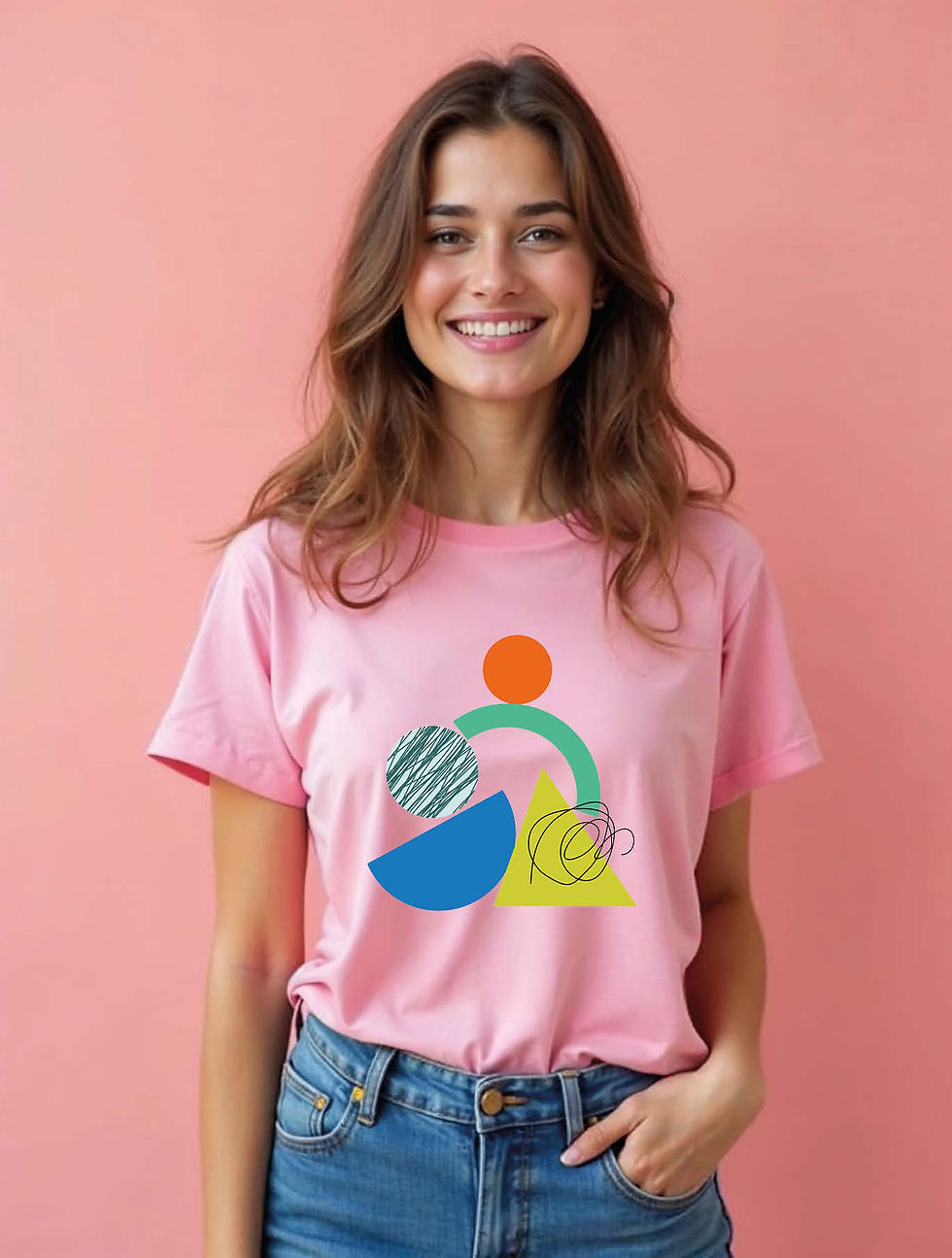 Thumbnail: Abstract Shapes Chic Women’s Printed Streetwear T-Shirt – Shop Now