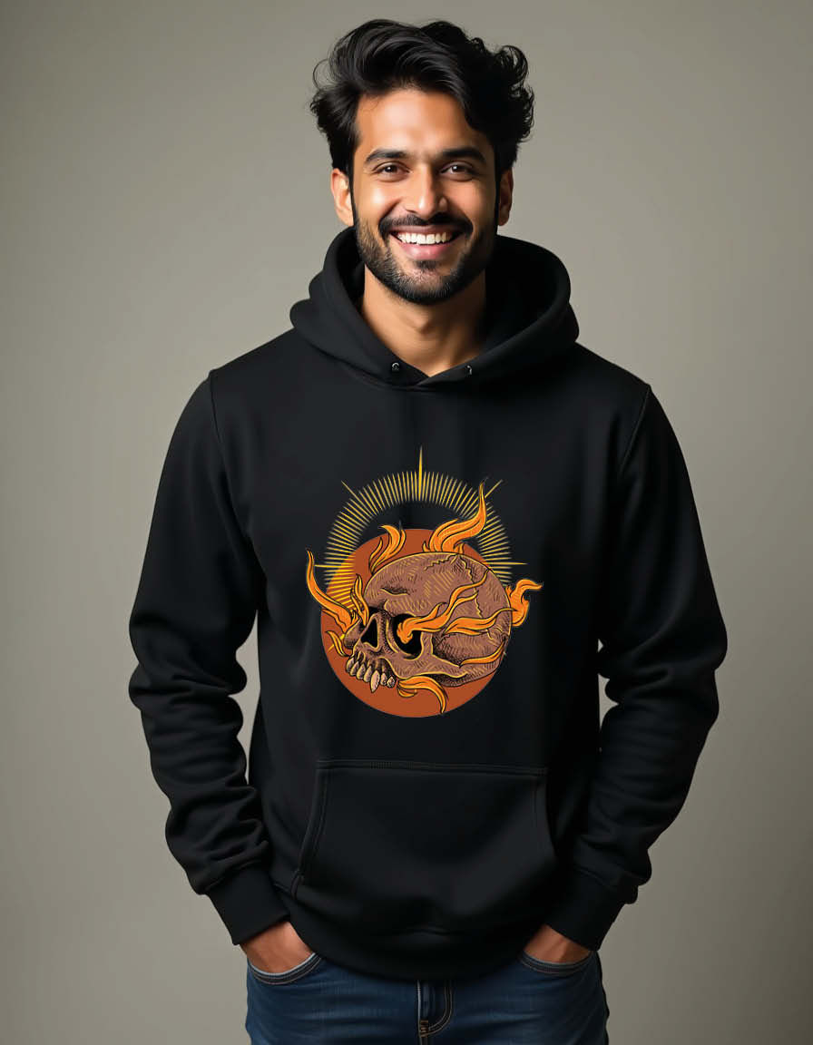 Thumbnail: Skull with fire Unisex Printed Graphic Hoodies