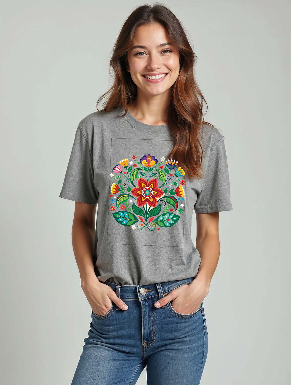 Thumbnail: Fiesta Flower Circle  Trendy Women’s Printed Graphic Streetwear T-Shirt